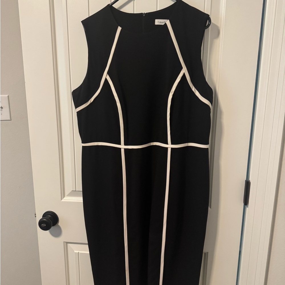 Calvin Klein Black Dress with White Trim